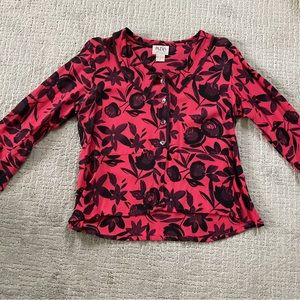 MOE Red and Black Floral Rayon Blouse